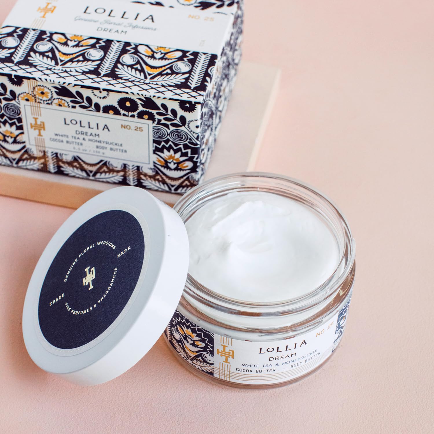 LOLLIA Dream Body Butter texture swatch reveals creamy hydration.