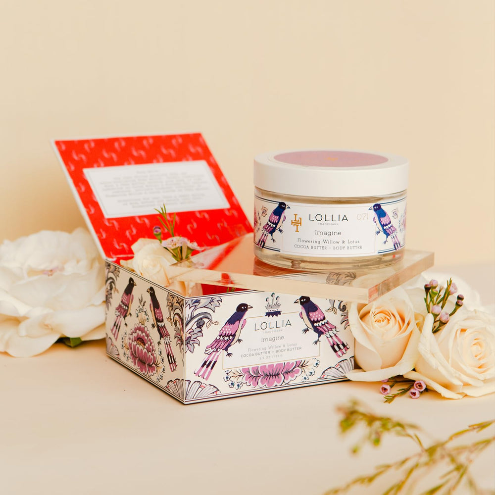 LOLLIA Imagine fragrance-filled moisturizer supports a calming self-care ritual.