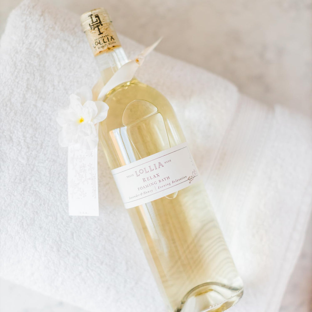 Elegant glass bottle with signature cork and corsage