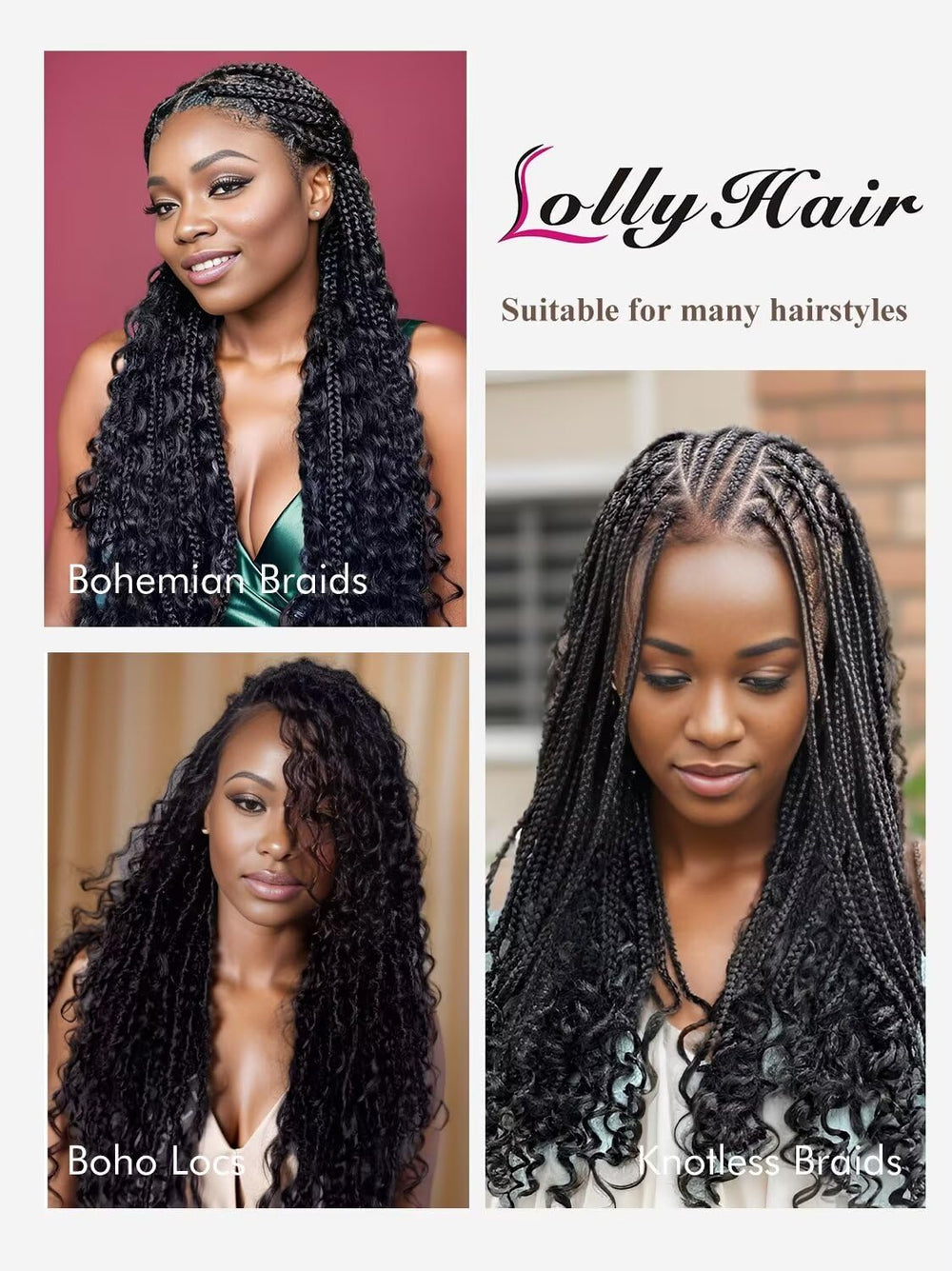 Lolly Hair color options including 1B ginger and burgundy for customization