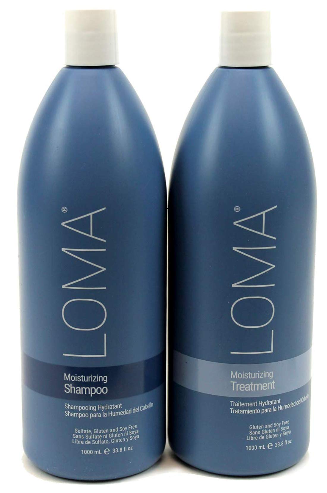 Loma Moisturizing Shampoo bottle shows rich hydration for dry or color-treated hair.