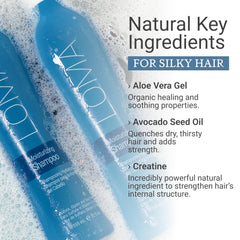 Loma Moisturizing Shampoo lather forming creamy foam on strands