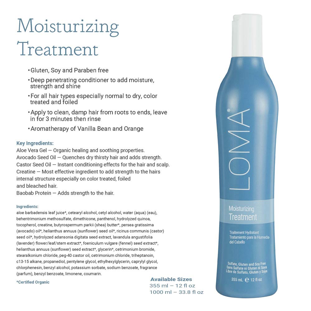 Loma Moisturizing Shampoo action shot highlighting soothing benefits for dry scalp.