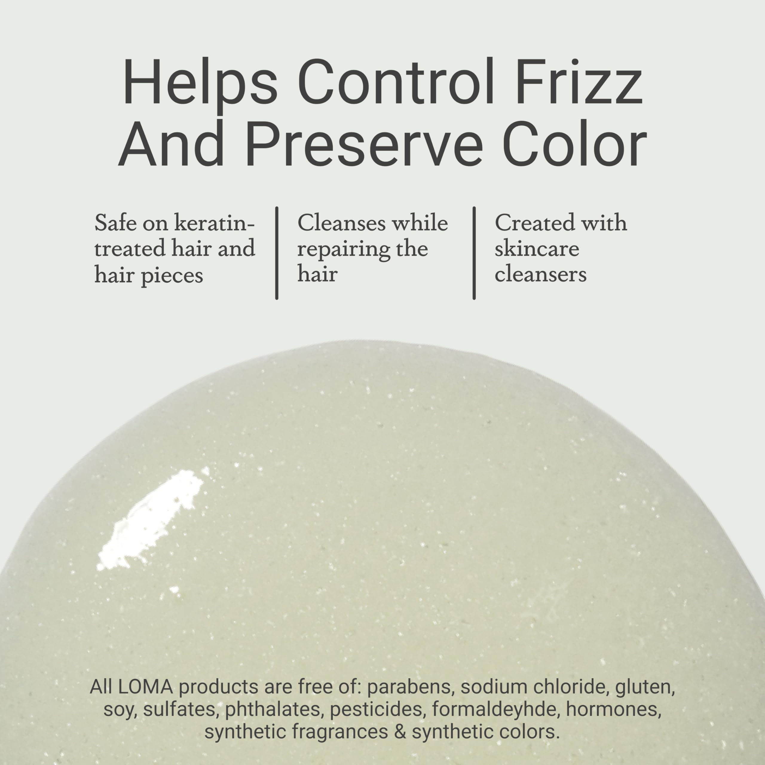 LOMA Nourishing Shampoo on color-treated hair showing gentle cleansing.