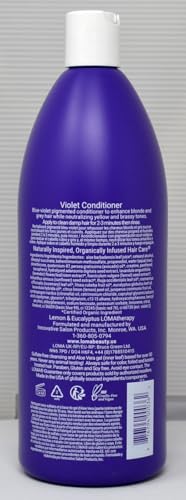 Loma Violet Conditioner label closeup showing gluten-free, sulfate-free formula.