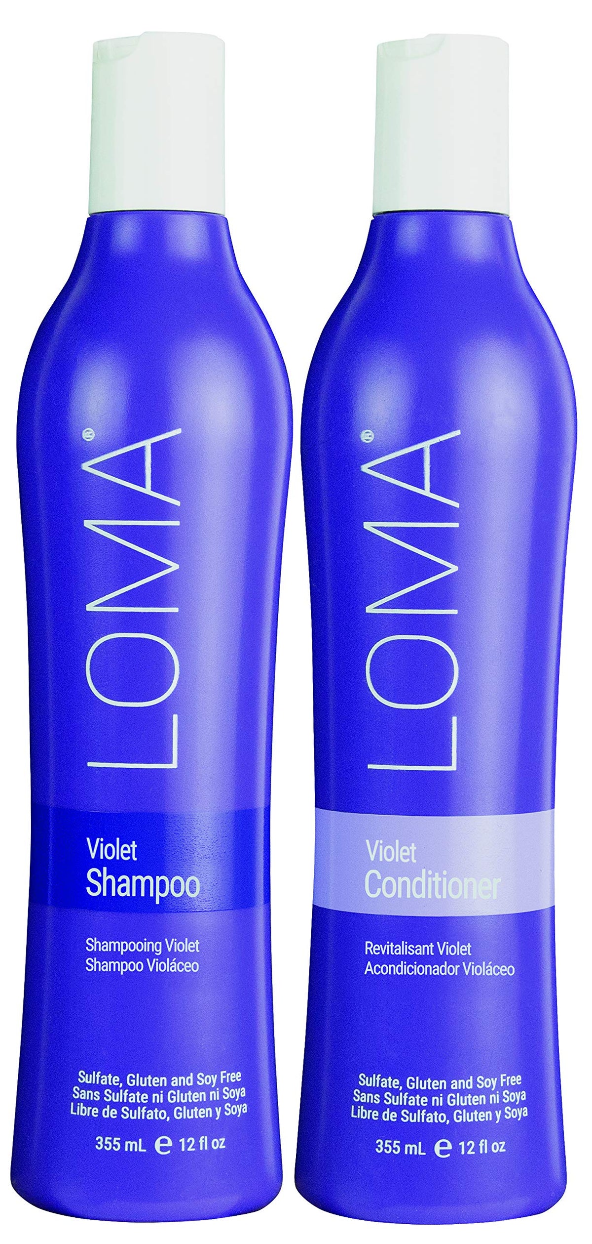 LOMA Violet Shampoo bottle front view highlights toning benefits for blonde and grey hair