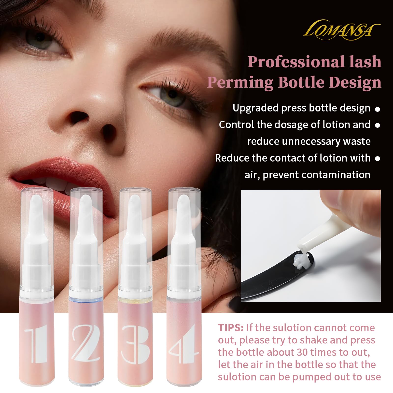 Lomansa setting solution bottle seals the lift for longevity