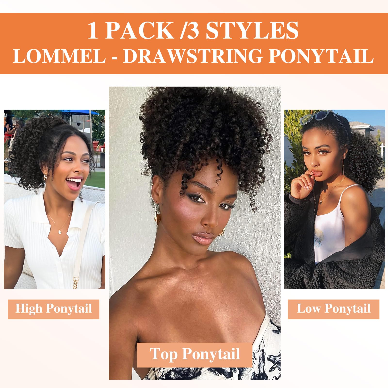 Lommel Afro kinky curly ponytail showing natural volume and bounce.
