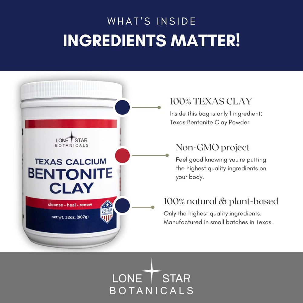 Lone Star Botanicals bentonite clay face mask application for pore cleansing