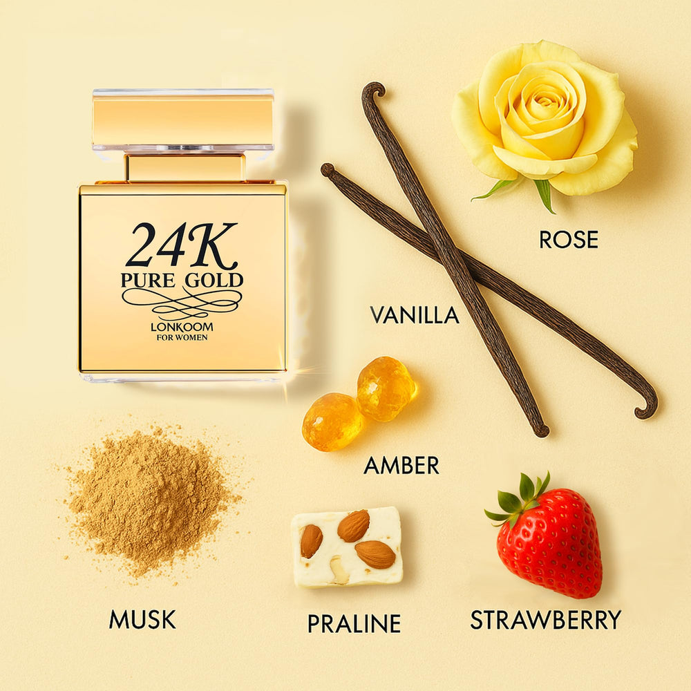 Lonkoom 24K Gold Perfume bottle cap close-up ideal for gifting.