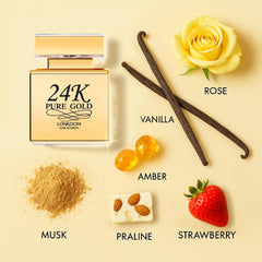 Lonkoom 24K Gold Perfume bottle cap close-up ideal for gifting.