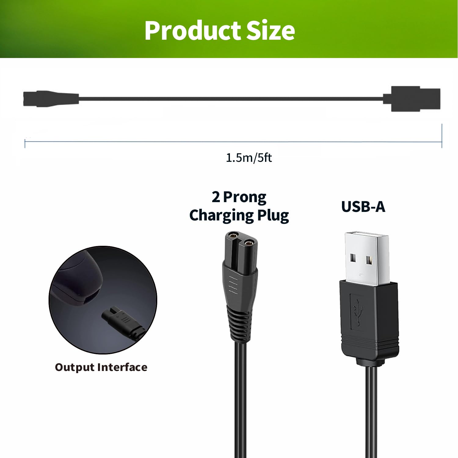 LONNKY USB charger cord for Hatteker RFC696, compact and travel-ready.