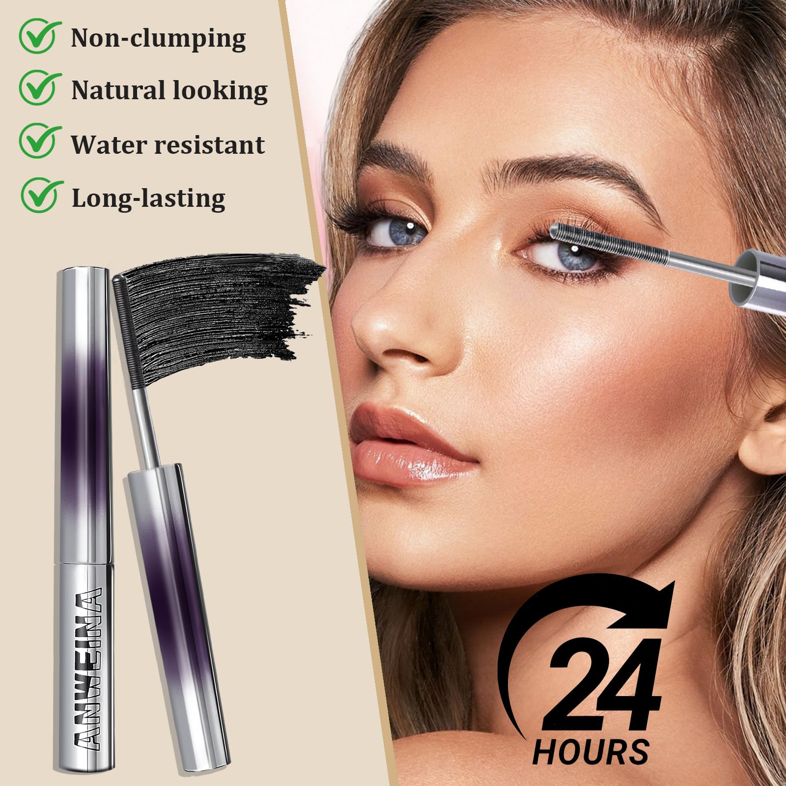 Loobexery 3D curling wand demonstrates lifted, curled lashes