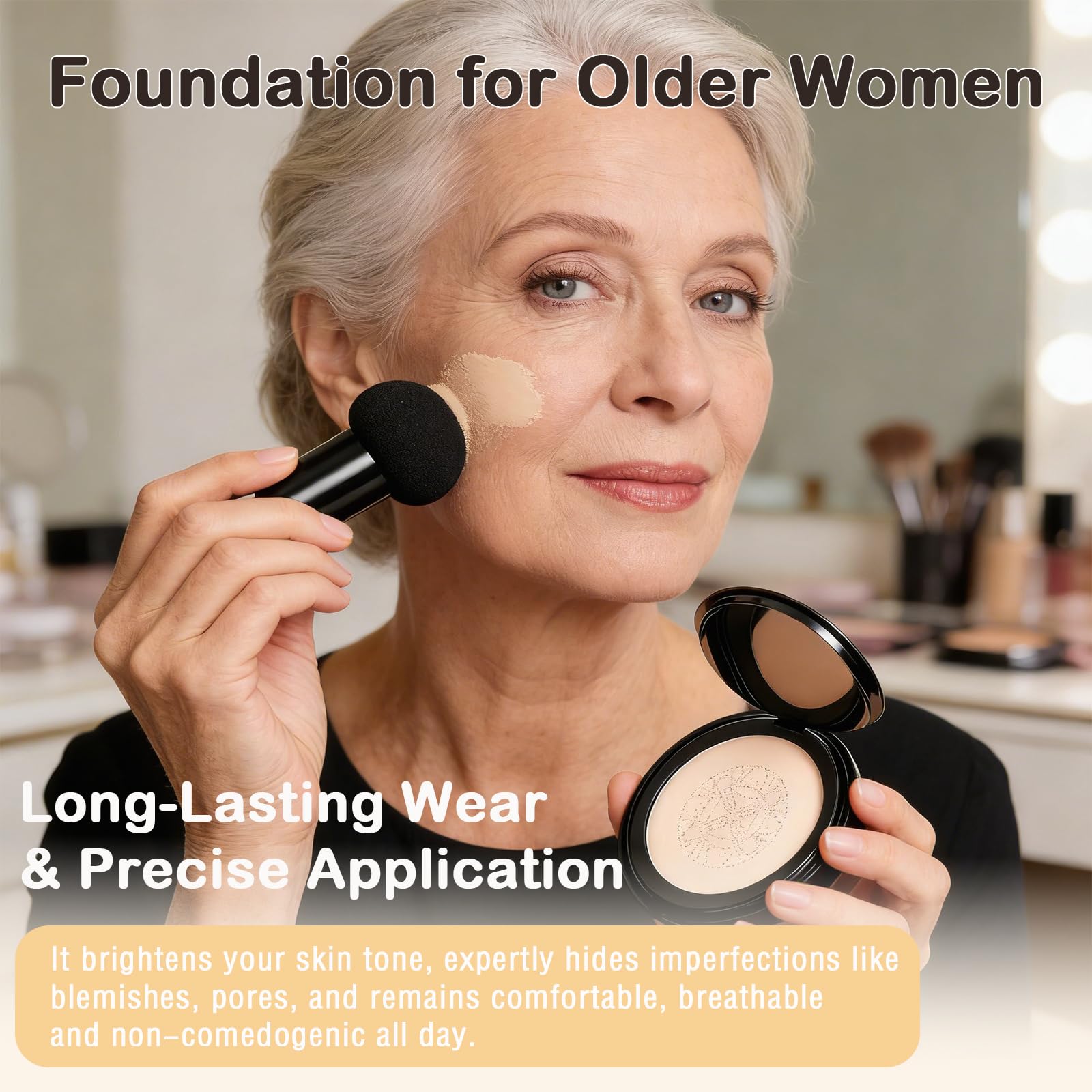 Loobexery Hush Foundation skin-tone match for light to medium complexions.