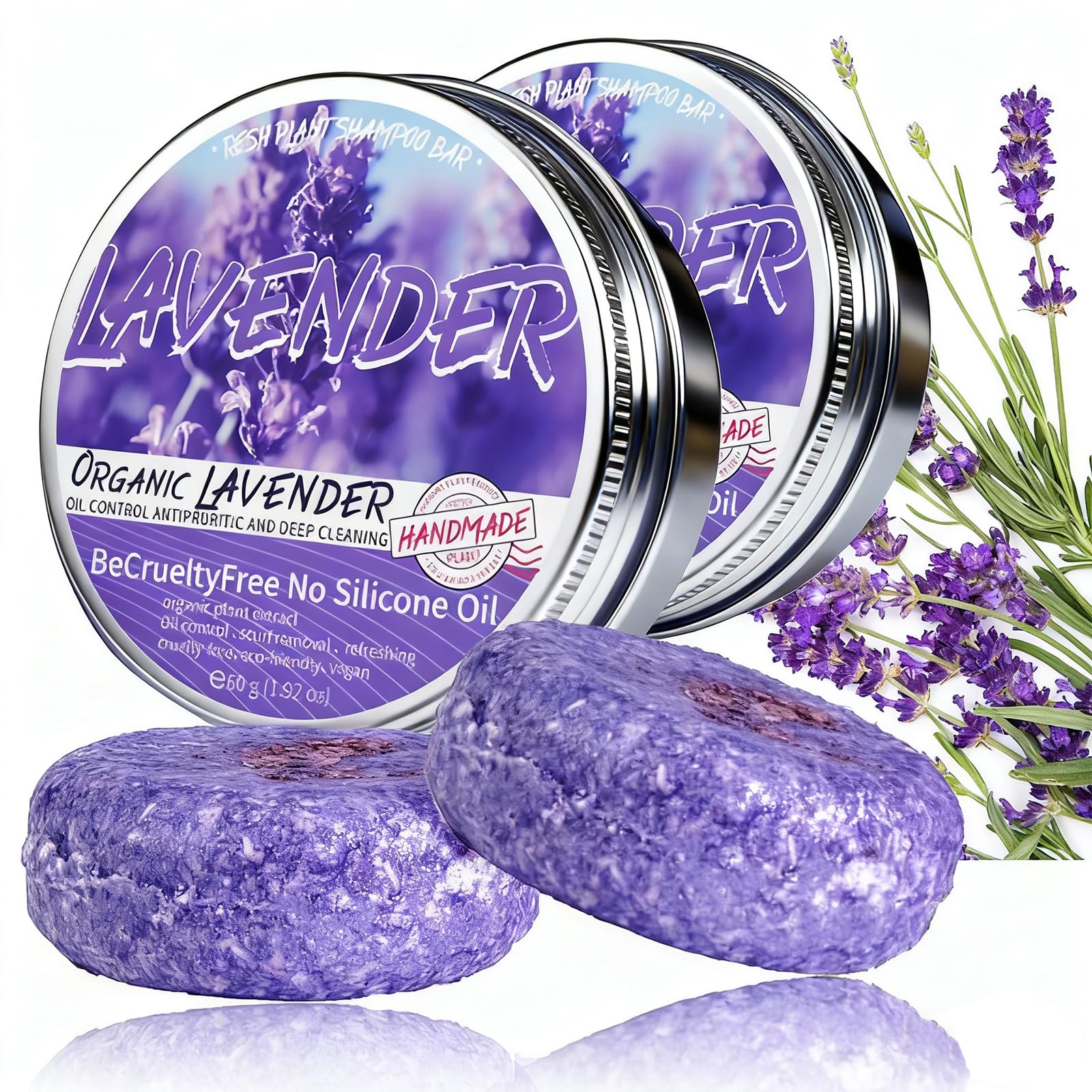 Loobexery lavender shampoo bar for gray hair close-up with calming scent