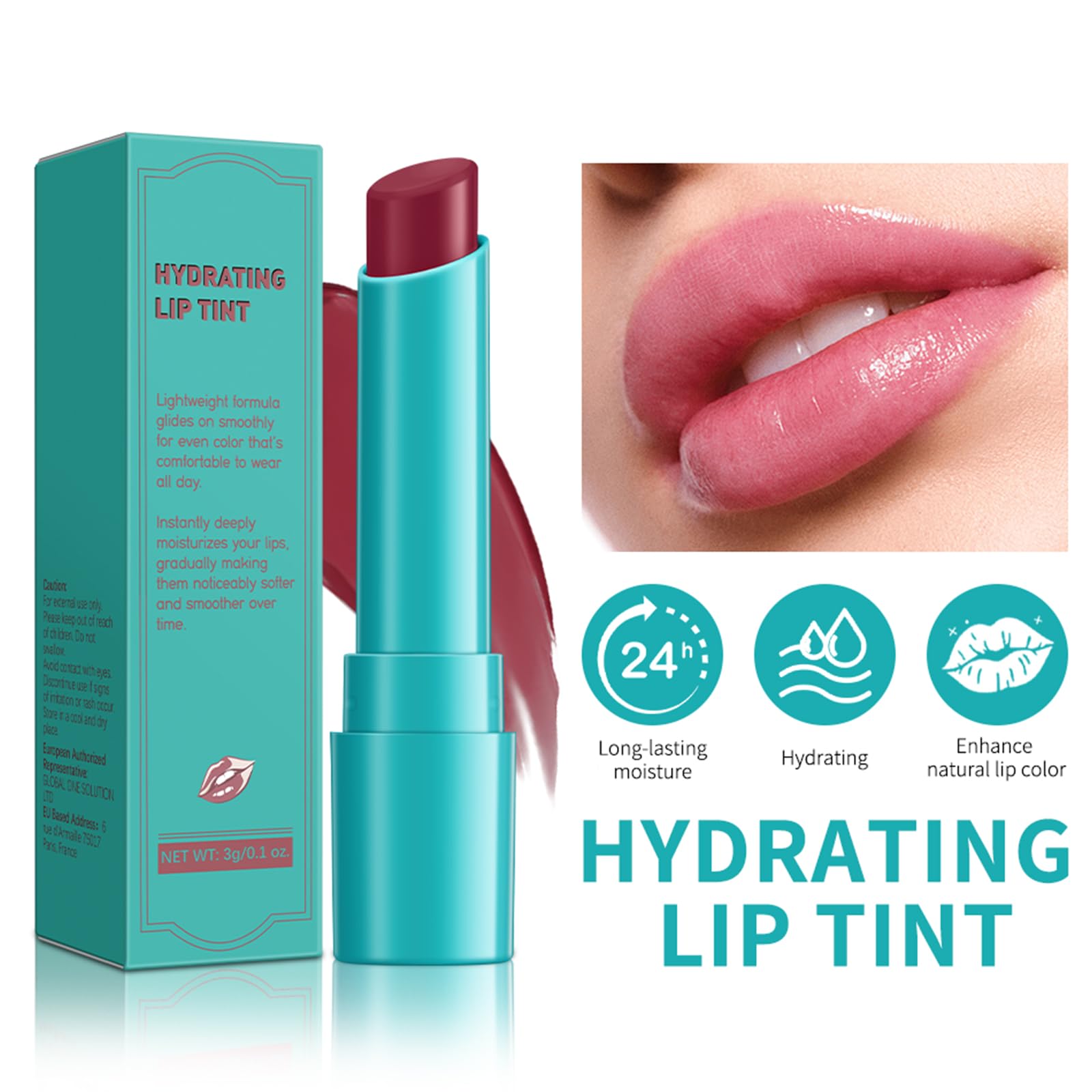 Loobexery lip tint nude shade on lips with natural finish.