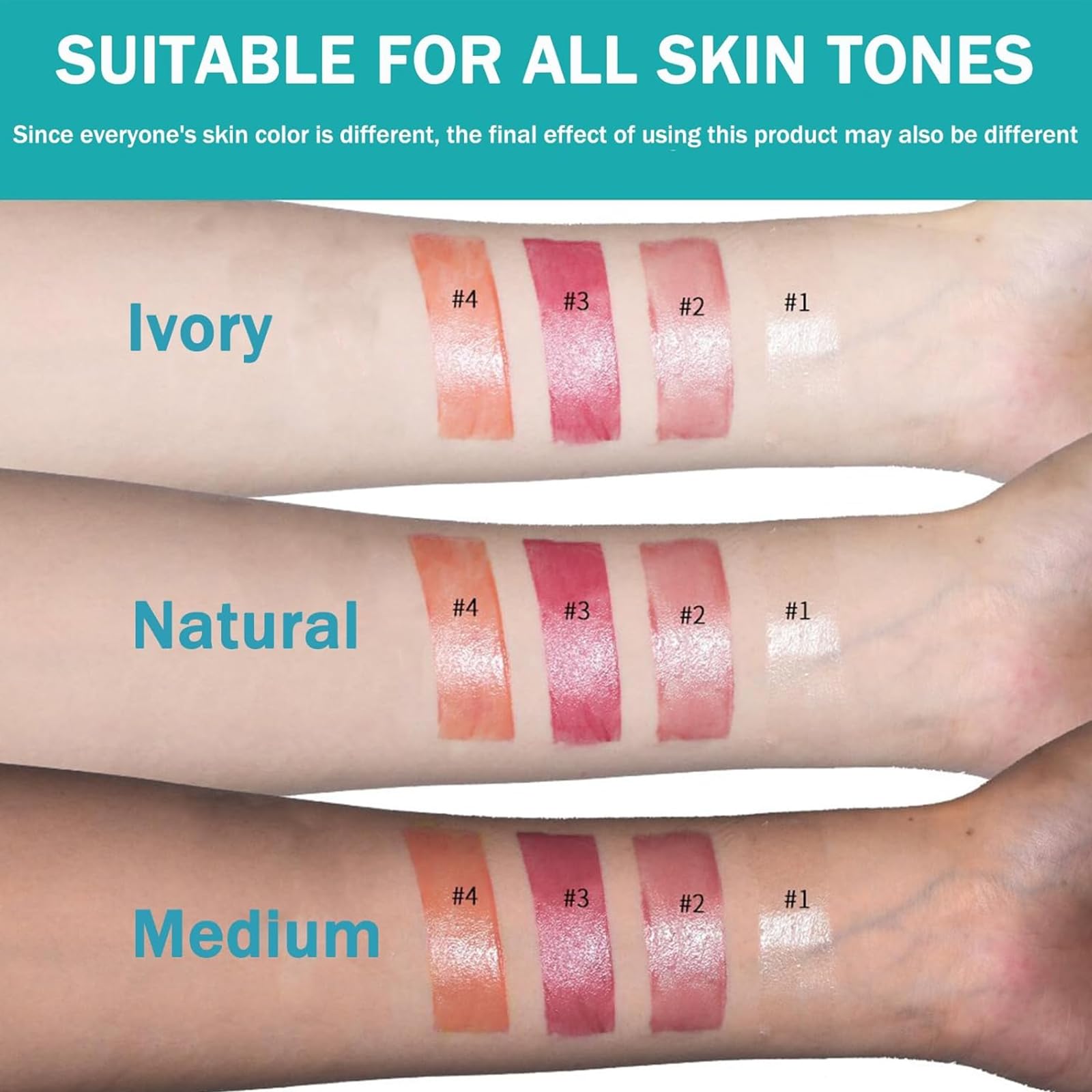 Loobexery waterproof tint swatches show color payoff.