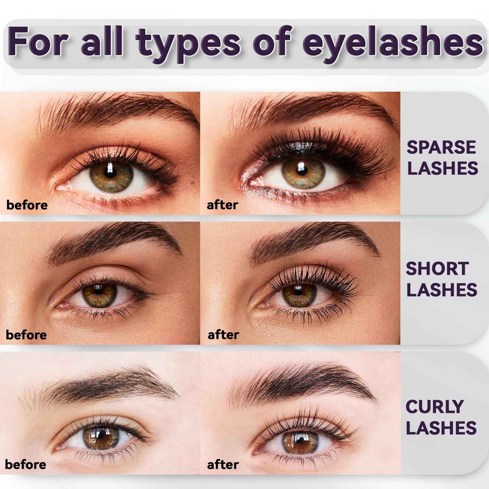 Loobexery waterproof smudge-proof mascara resists sweat and rain.