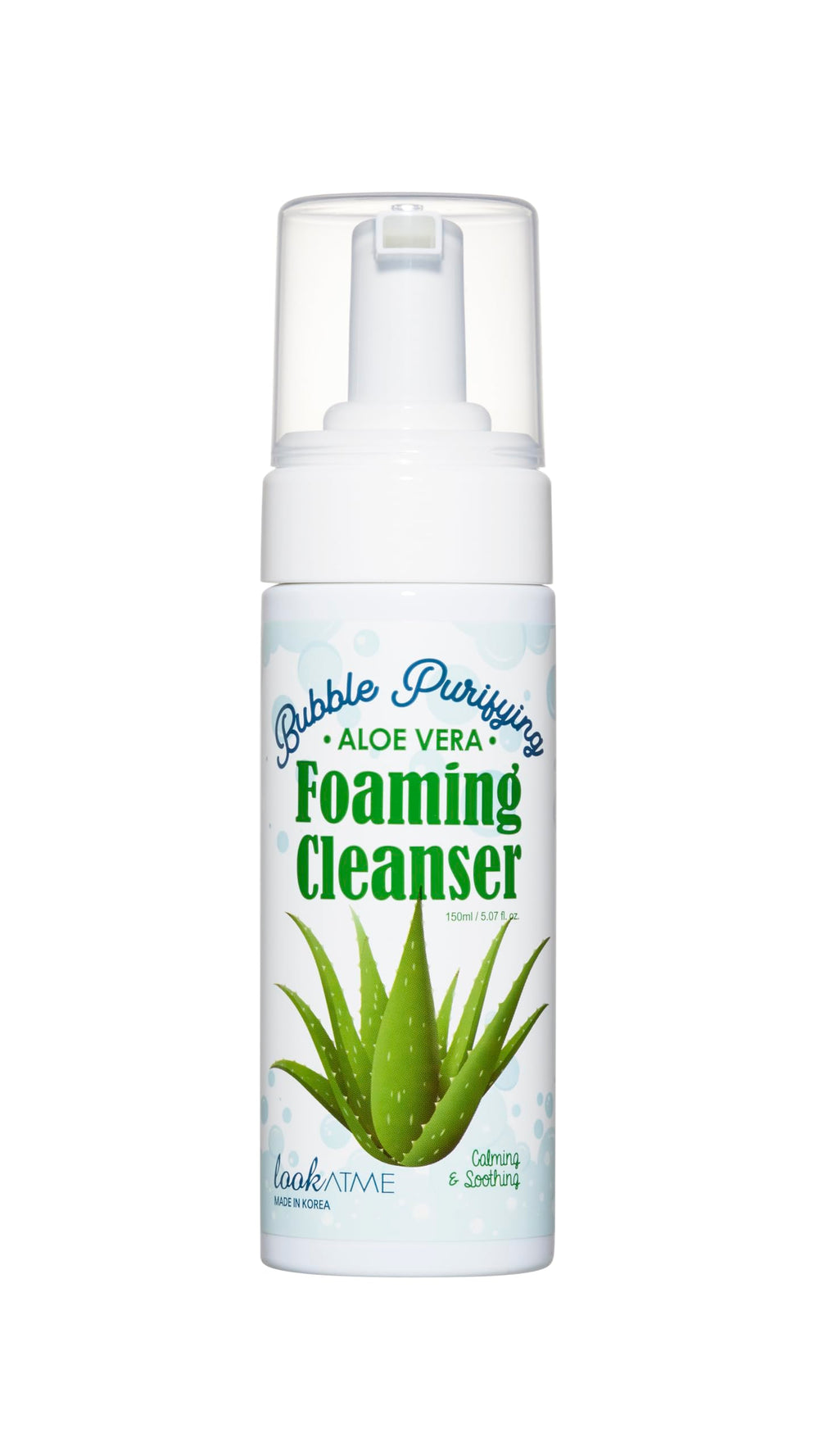 LOOKATME Aloe Vera Foam Cleanser bubbles demonstrate gentle cleansing and hydration.