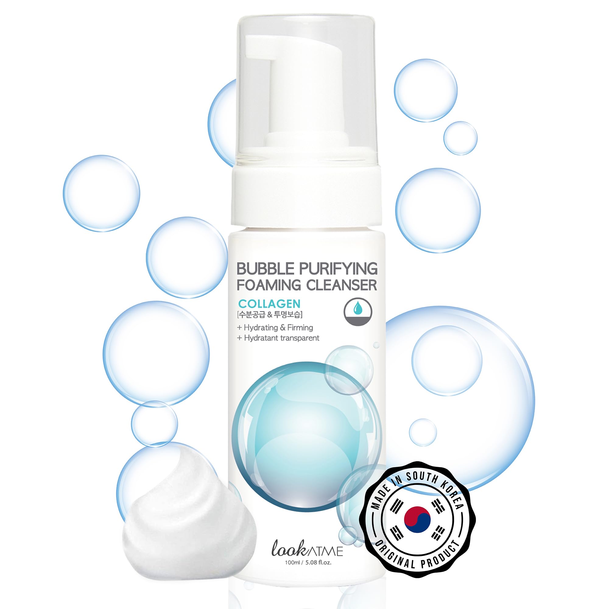 LOOKATME Korean Face Wash bubble-foam texture provides gentle hydration for sensitive skin