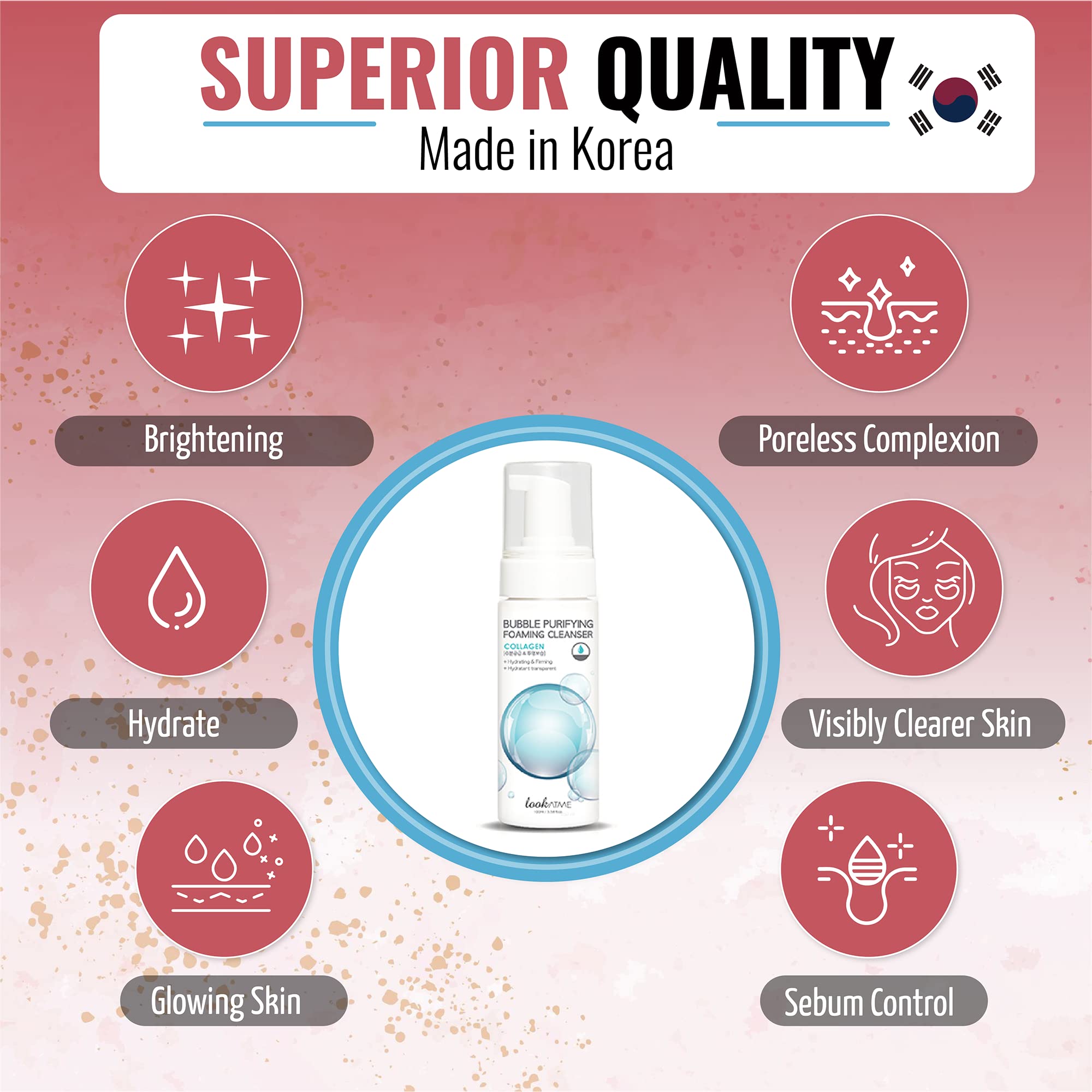 LOOKATME Korean Face Wash cleanser-packshot highlights low-pH formula for balanced skin