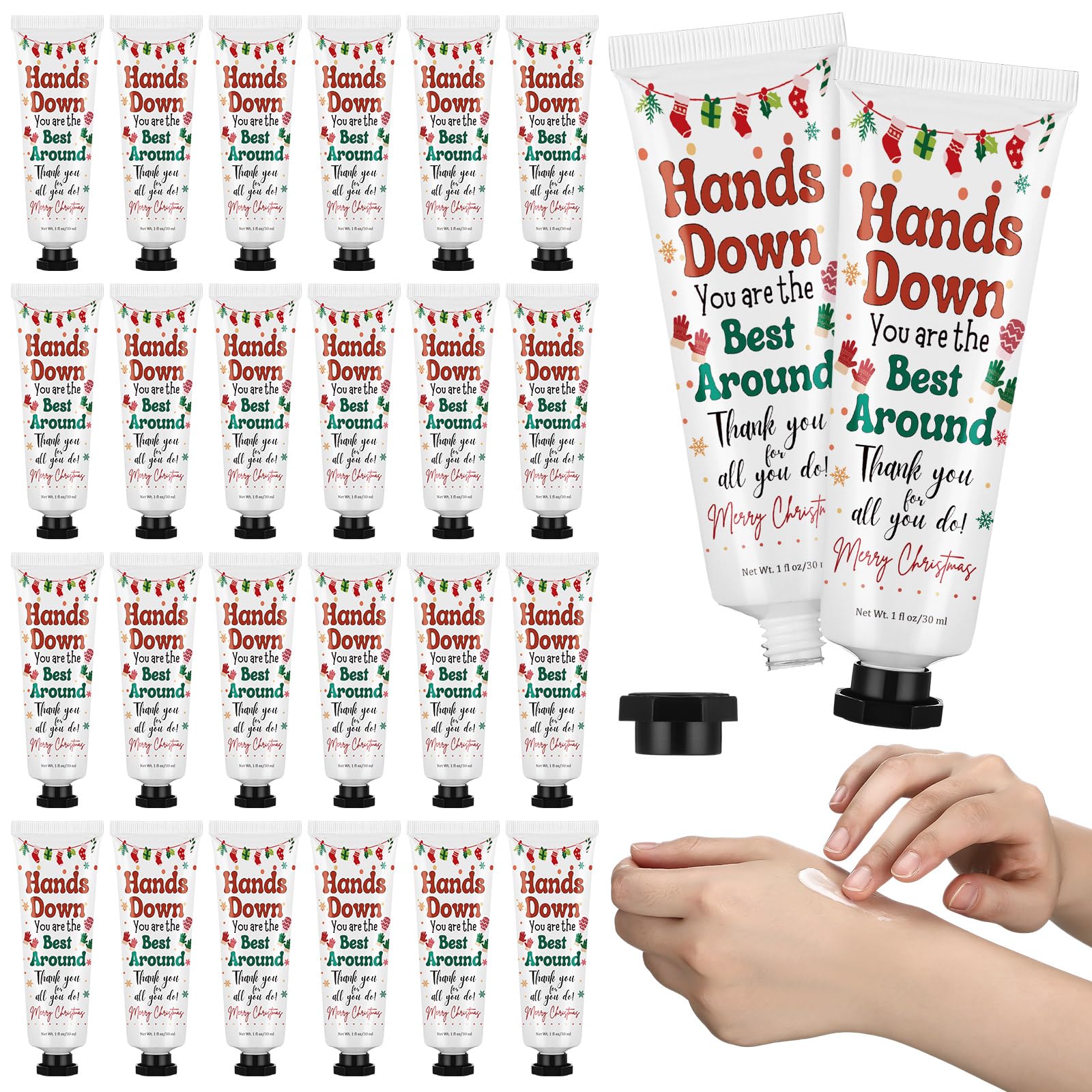 Loopeer 24-piece Christmas hand cream gift set box display, ideal for bulk gifting to coworkers.