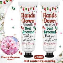Loopeer 30ml hand cream tube close-up, cherry blossom scent for lasting hydration.