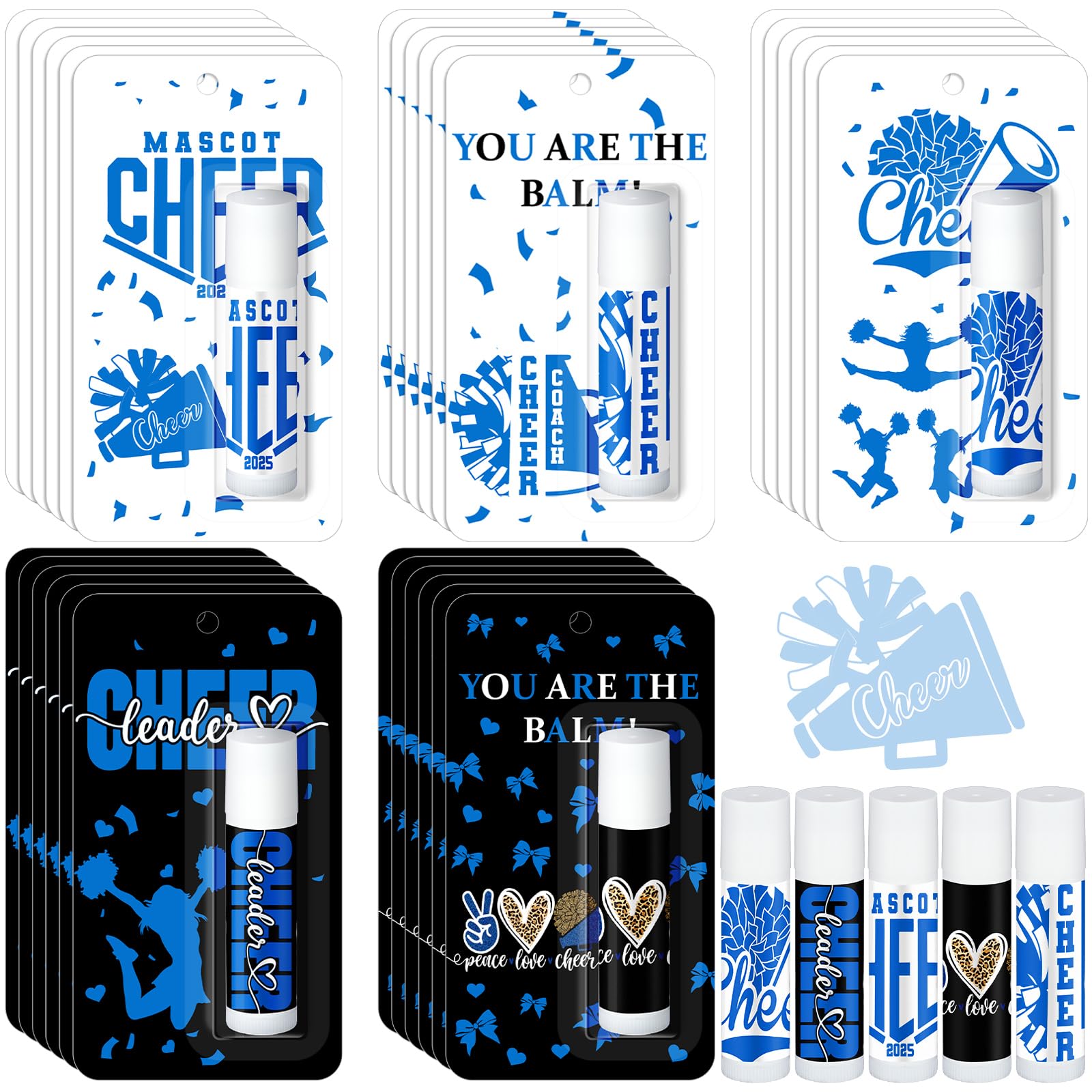 Loopeer blue cheer lip balm 30-pack for team gifts and party favors.