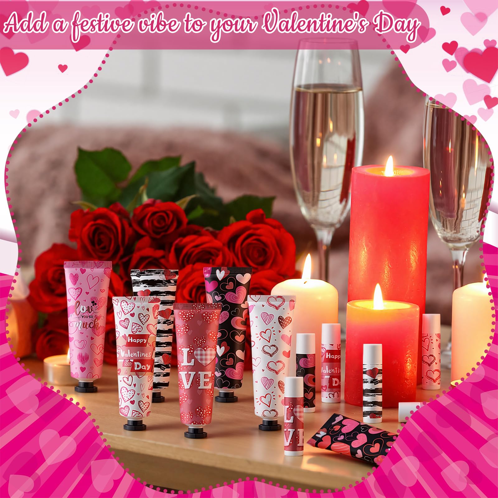 Romantic red and pink Loopeer design elevates gift presentation.