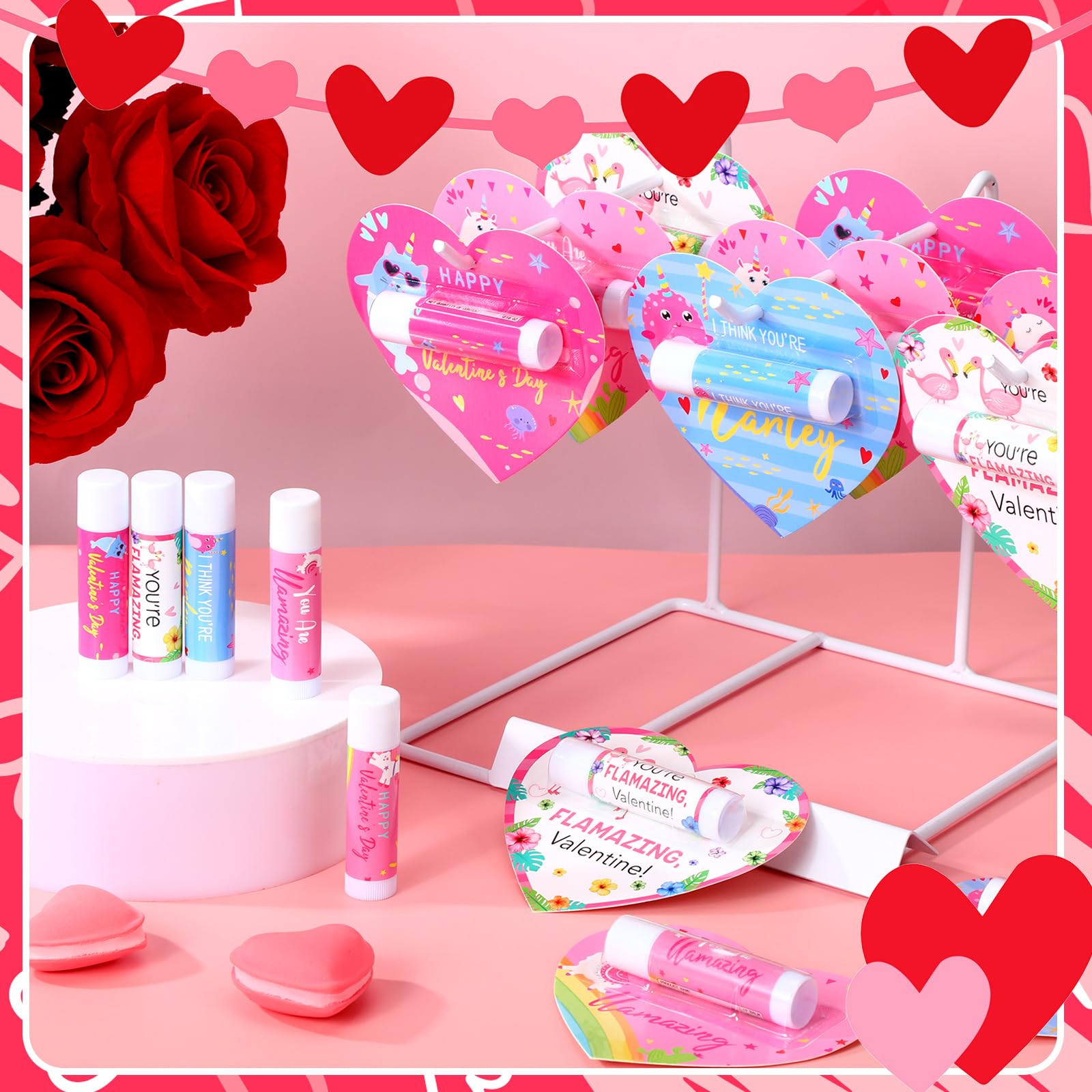 Loopeer Valentines lip balm set displaying five scents for sharing.