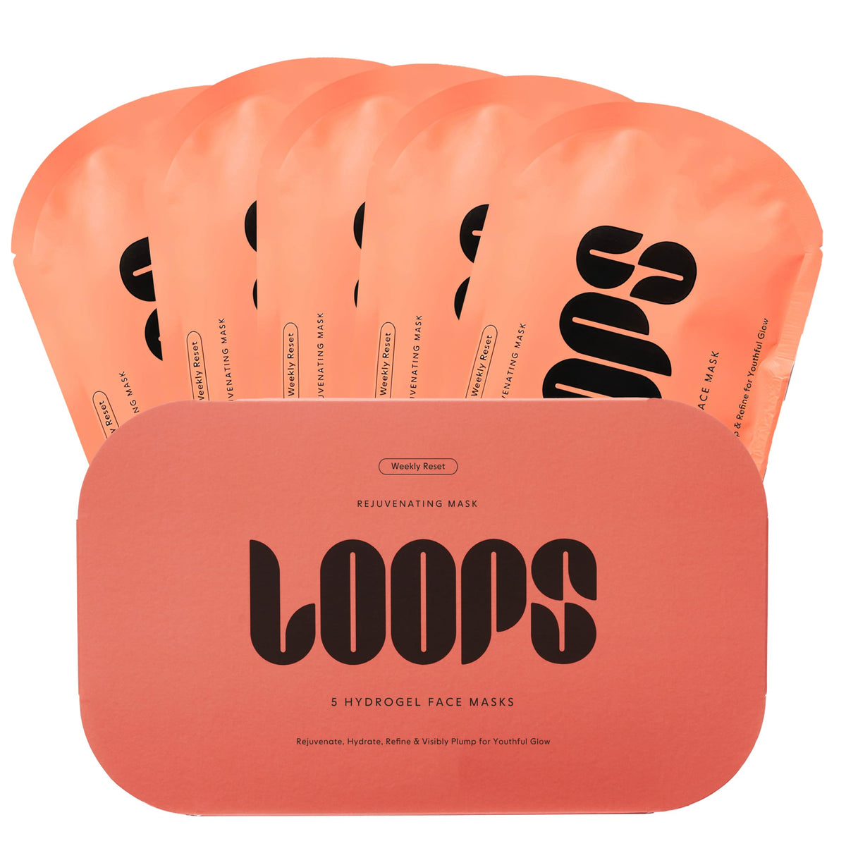 LOOPS Weekly Reset hydrogel mask pack boosts hydration and glow.