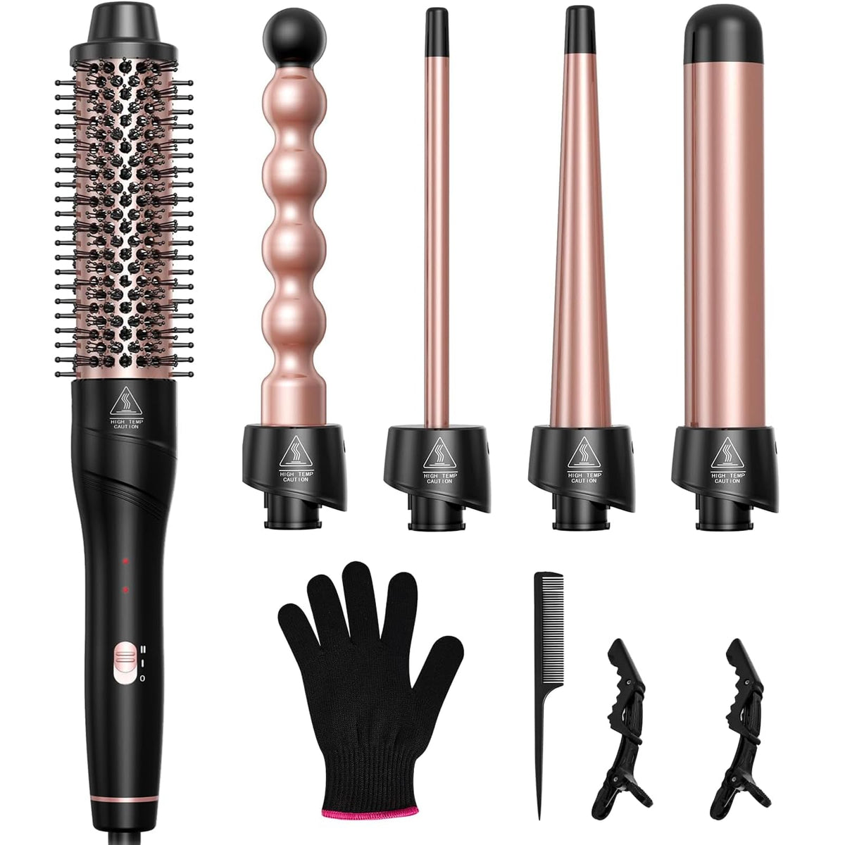 Lopeie 5-in-1 wand set shown as all-in-one styling kit for versatile looks.