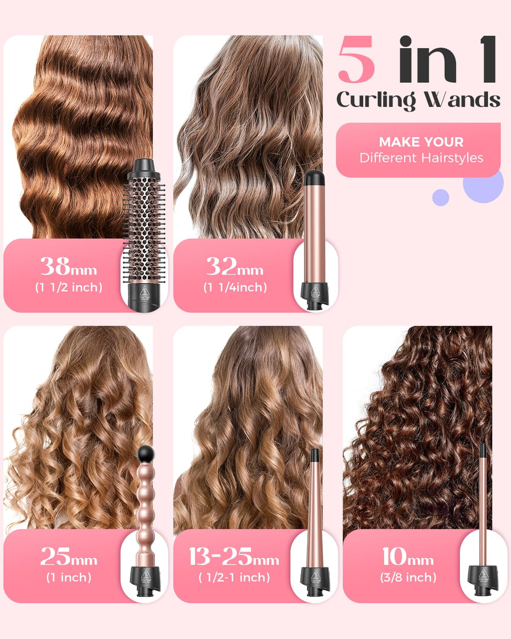 Lopeie taper wand 0.5-1.0 inch for quick, natural curls.