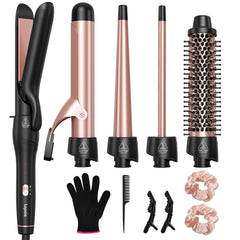 Lopeie 5-in-1 curling iron with thermal brush for versatile styling and smooth results.