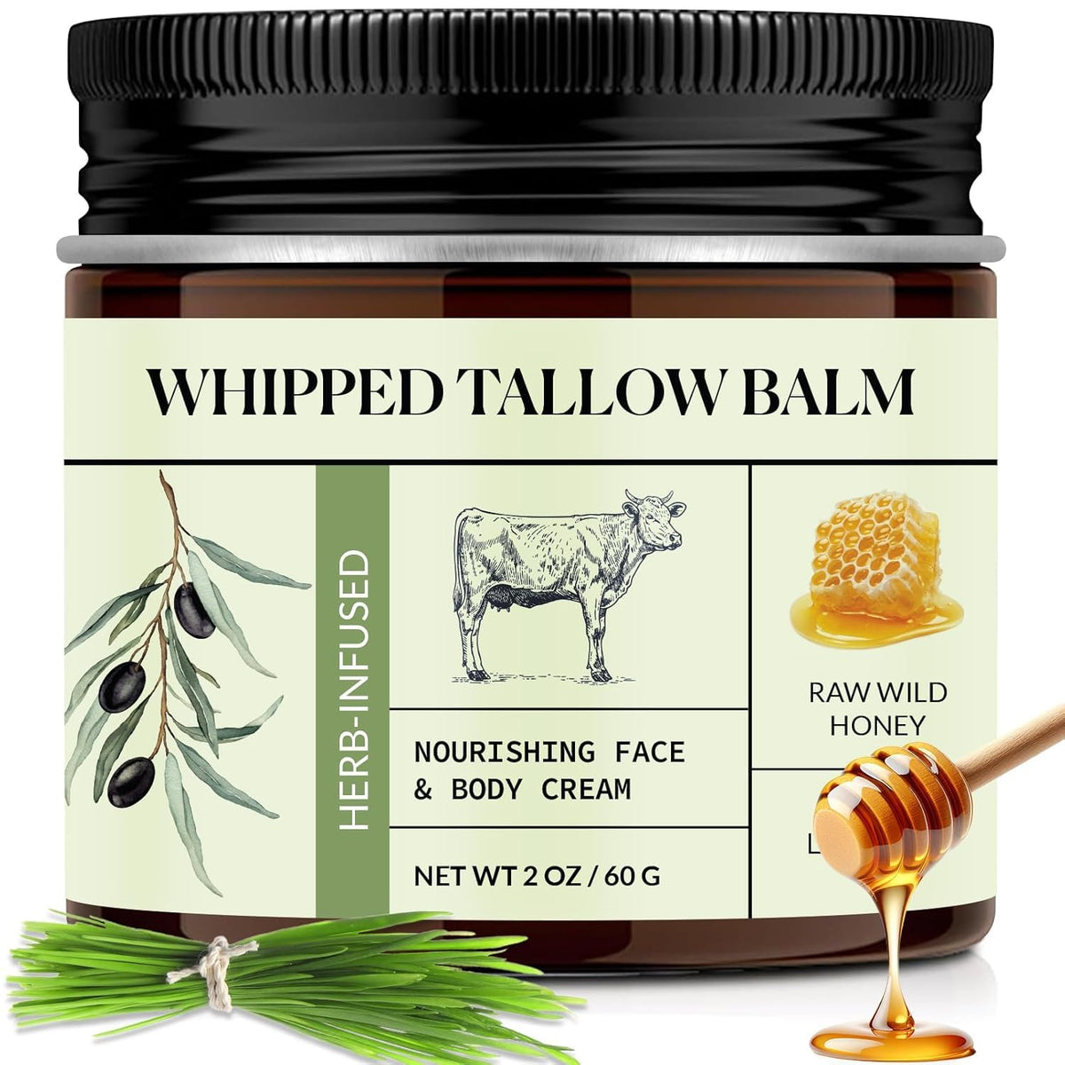 LOPIANY whipped tallow jar shows rich texture for facial hydration.