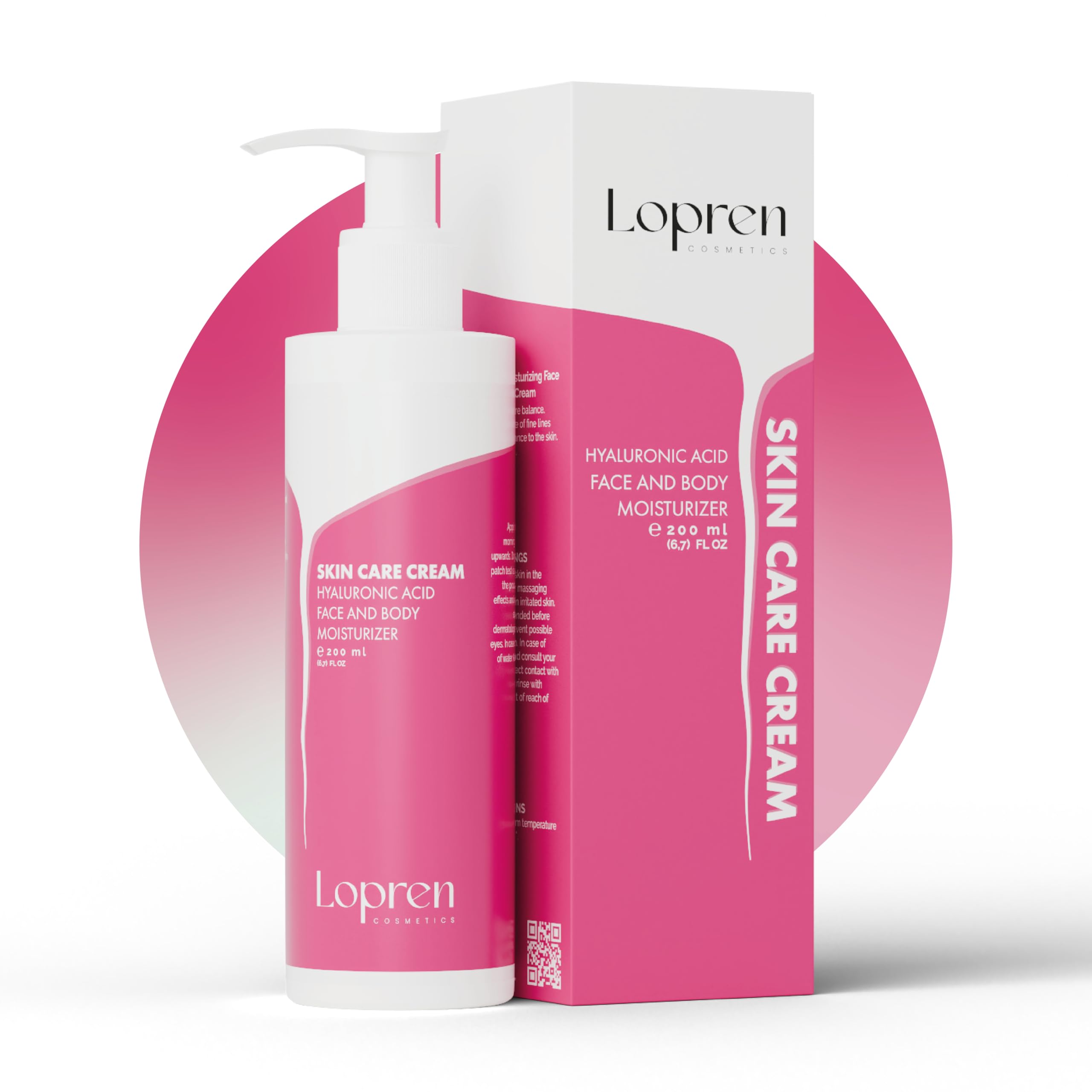 Lopren Hyaluronic Cream bottle pour for quick hydration on face and body