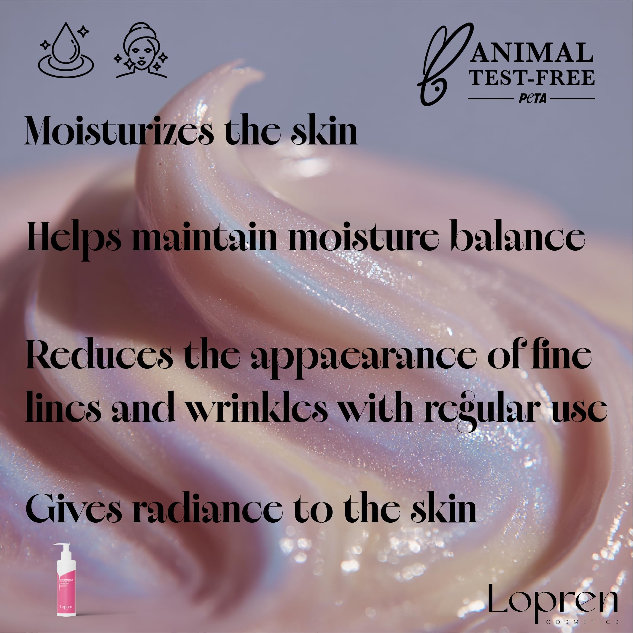 Lopren Hyaluronic Cream jar label highlights Niacinamide and Vitamin E for brighter tone