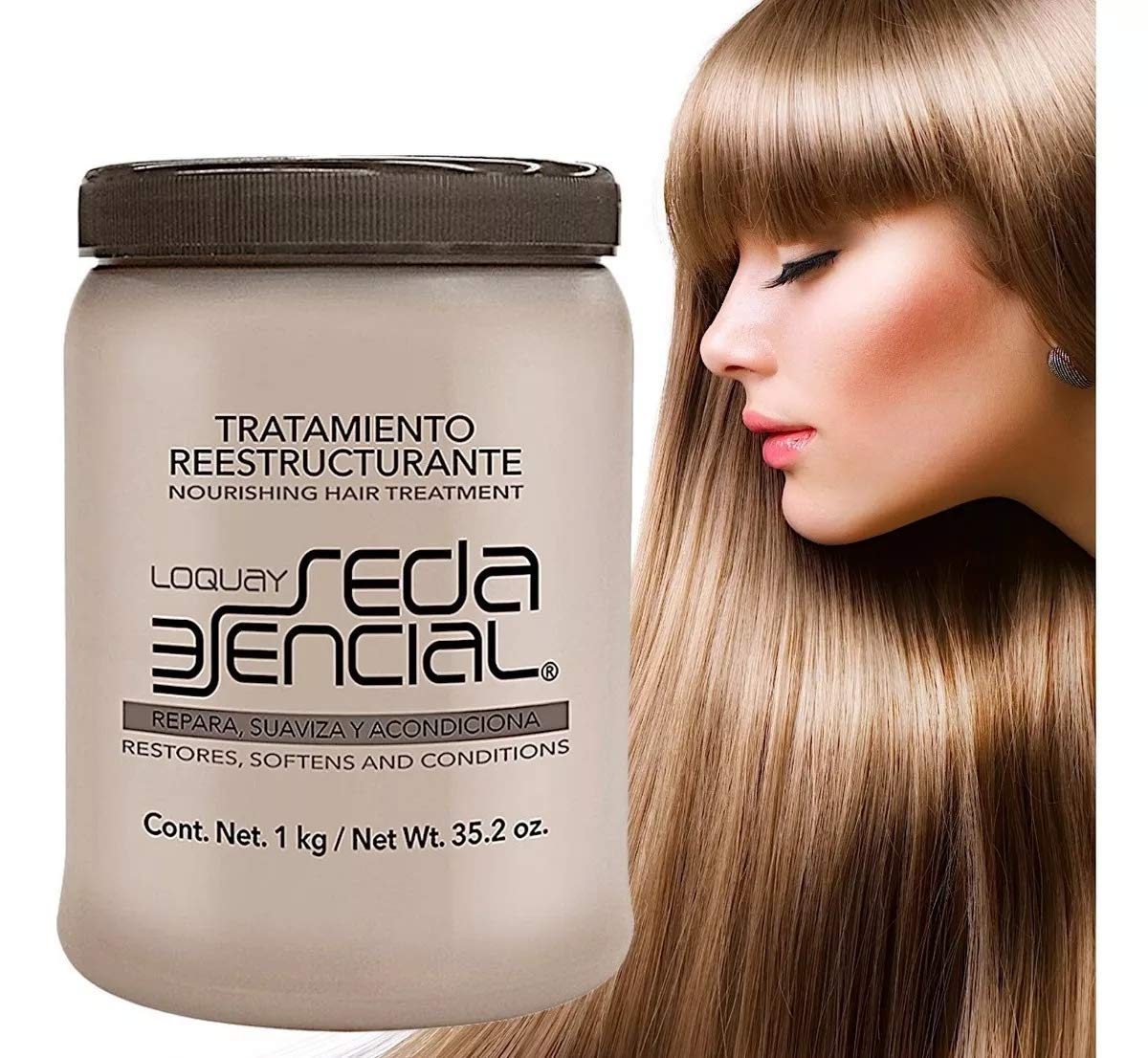 Loquay Nourishing Hair Treatment bottle with sleek packaging for daily repair and softness.