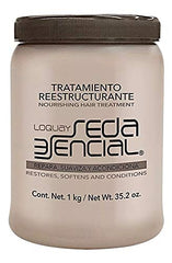 Loquay Nourishing Hair Treatment ingredients display wheat, soy, and oat extracts for hair vitality.
