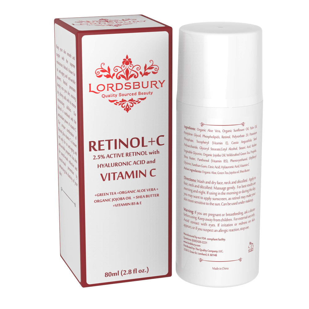 Lordsbury Retinol+C Cream on hands close-up for nourishing moisture.