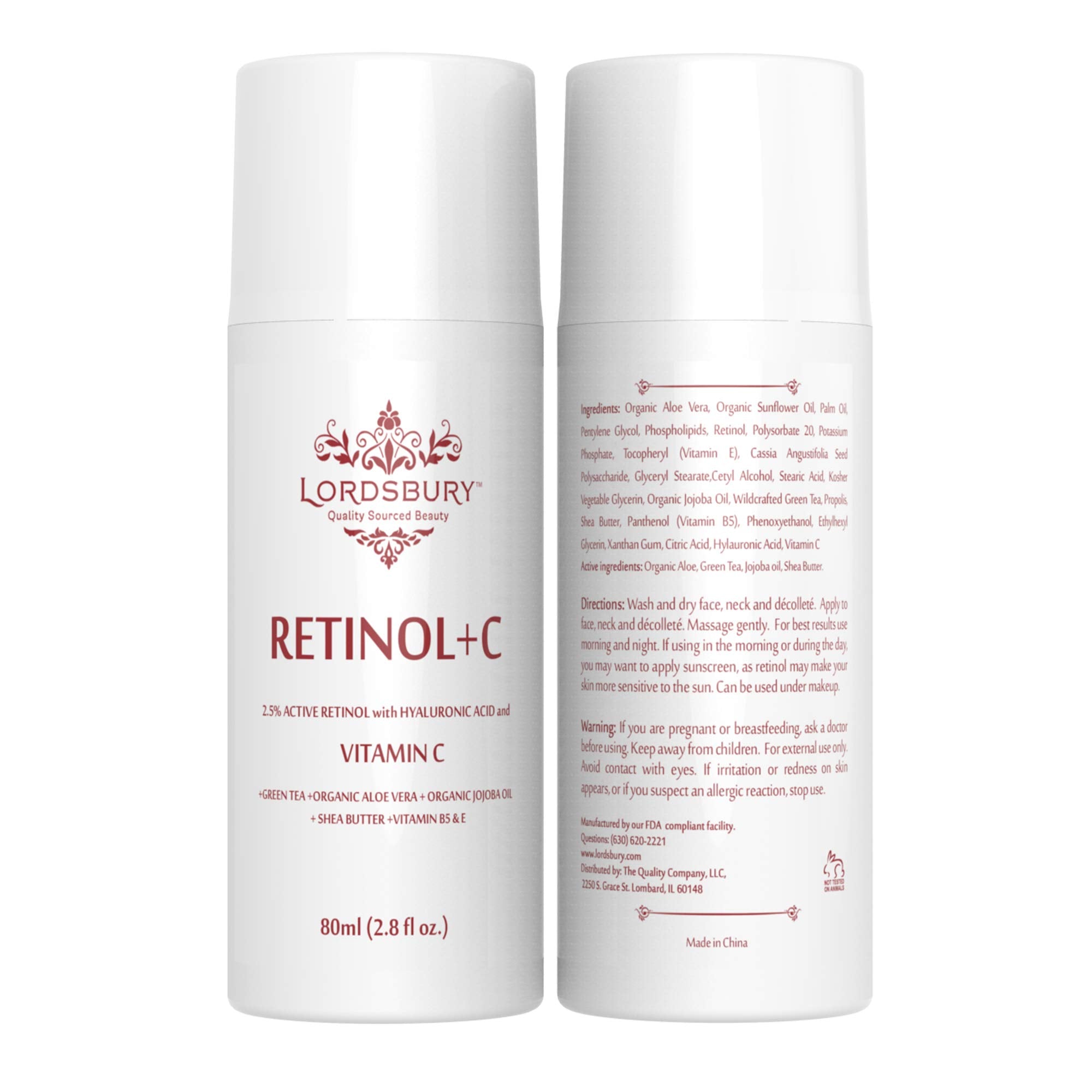 Swatch of Lordsbury Retinol+C Cream on skin for visible texture improvement.