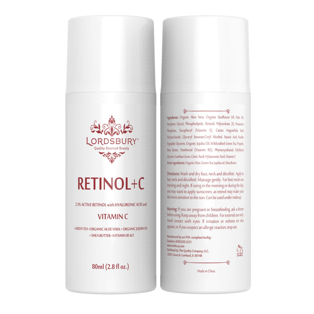 Swatch of Lordsbury Retinol+C Cream on skin for visible texture improvement.