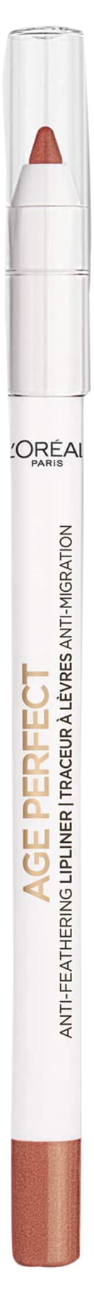 L'Oreal Paris Age Perfect Bright Mocha lip liner applied for precise lip shaping and definition