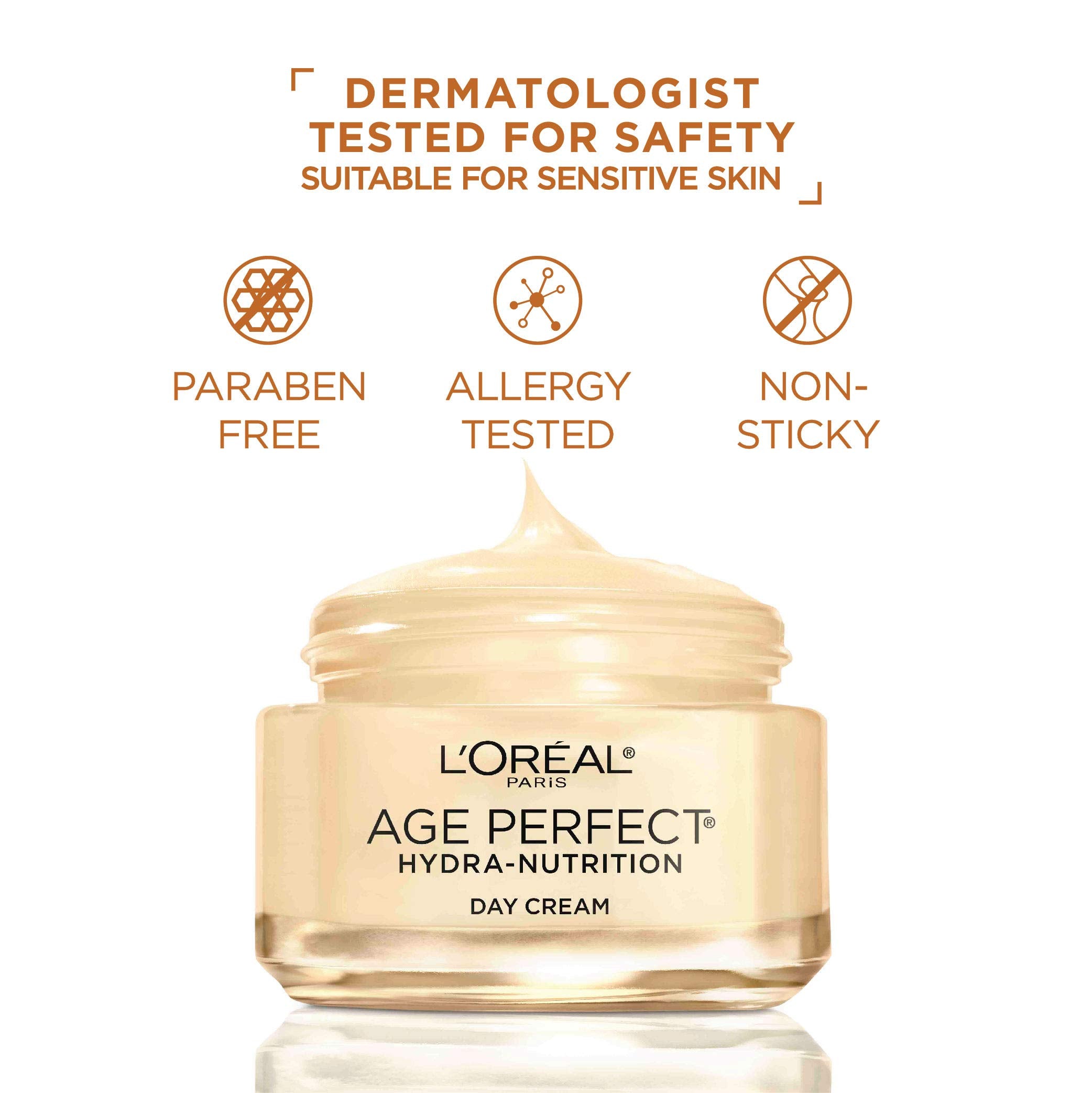 L'Oreal Paris Age Perfect Hydra-Nutrition jar close-up showing rich nourishing texture.