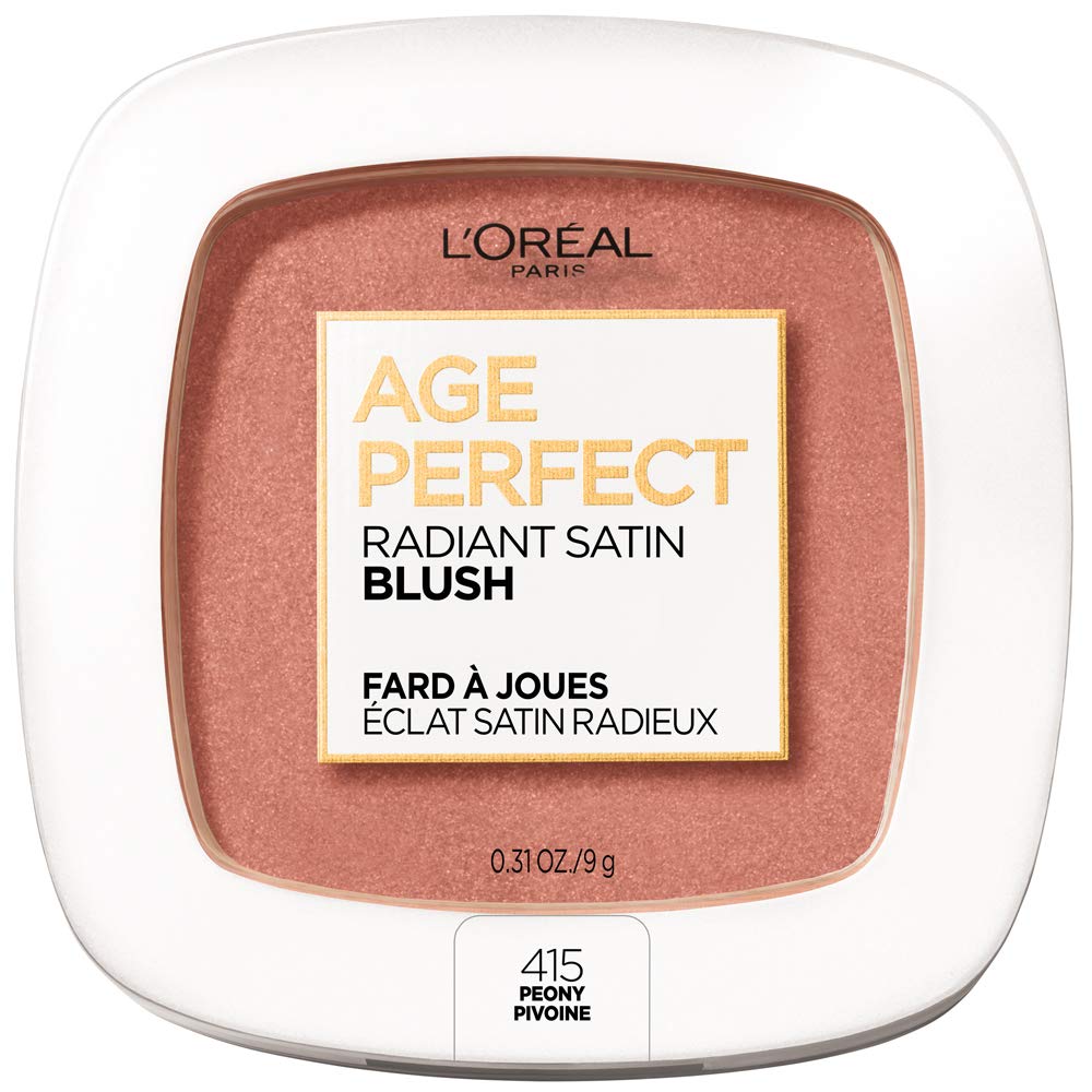 L'Oreal Paris Age Perfect Radiant Satin Blush packaging with Camellia Oil for a soft glow.