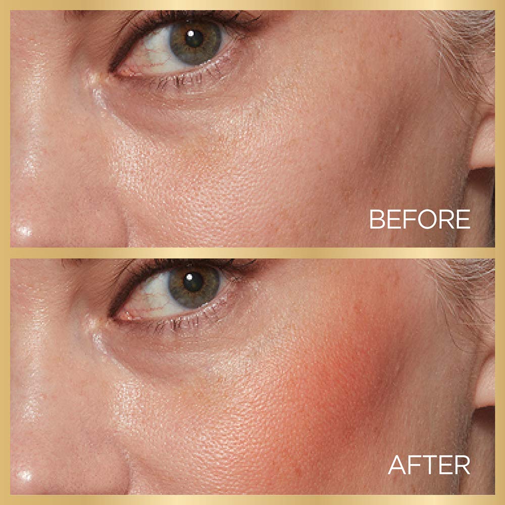 L'Oreal Paris Age Perfect blush applied on high points for defined cheekbones.