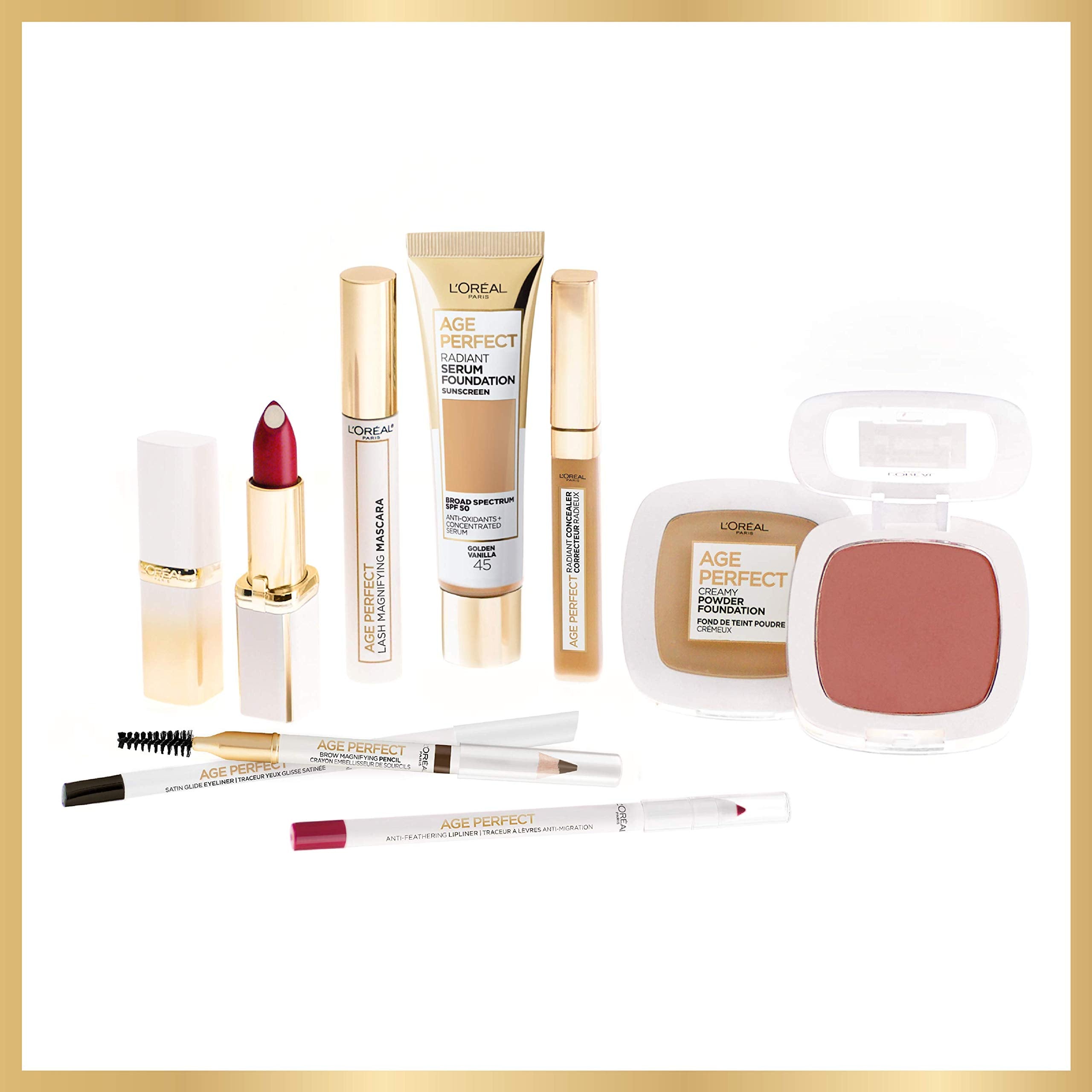 L'Oreal Paris Age Perfect Radiant Serum Foundation Classic Tan applied in morning routine.