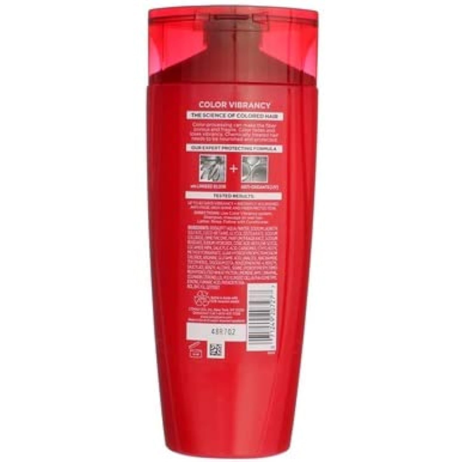L'Oreal Paris Color Vibrancy Nourishing Shampoo color-protection effects indicating long-lasting hue.