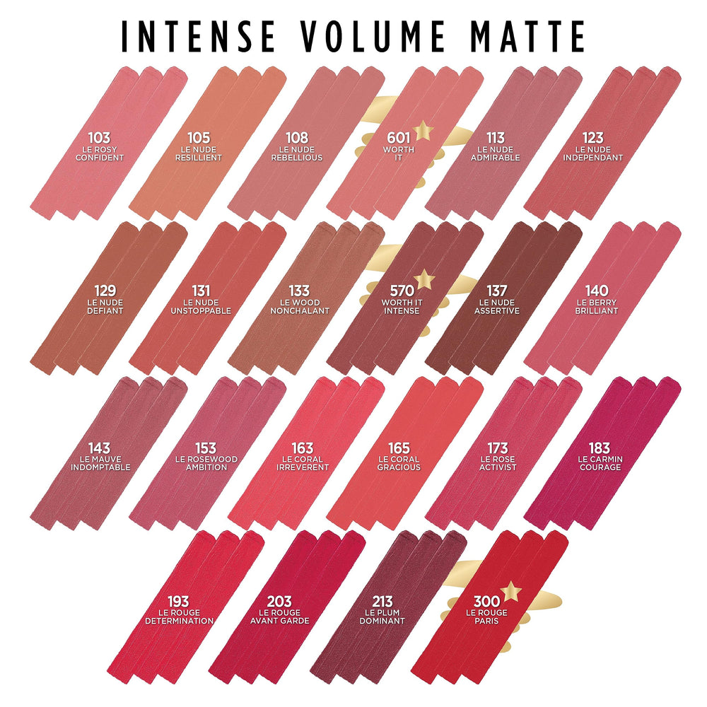 L'Oreal Paris Colour Riche Intense Volume Matte Lipstick 12-shade display