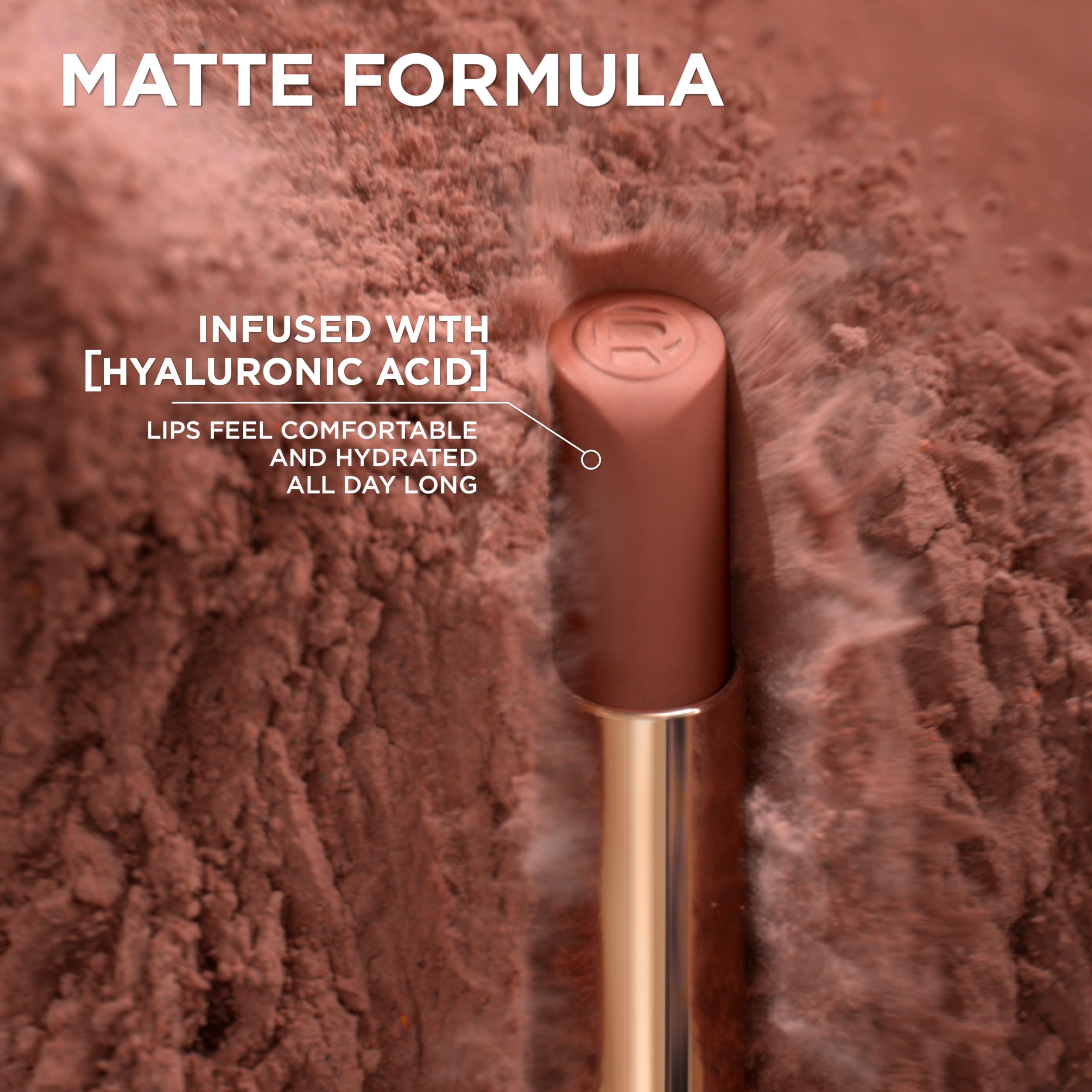 Close-up of hyaluronic acid-infused formula for smooth lips.